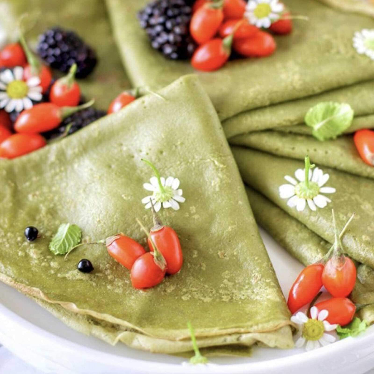 Matcha Crepes Dairy-Free & Refined Sugar-Free